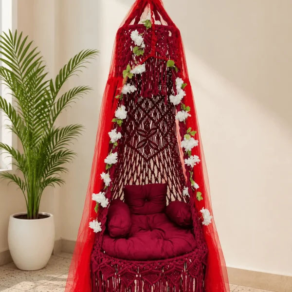 ২৬ ইঞ্চি মেরুন বউ দোলনা (সাদা ফুলসহ)