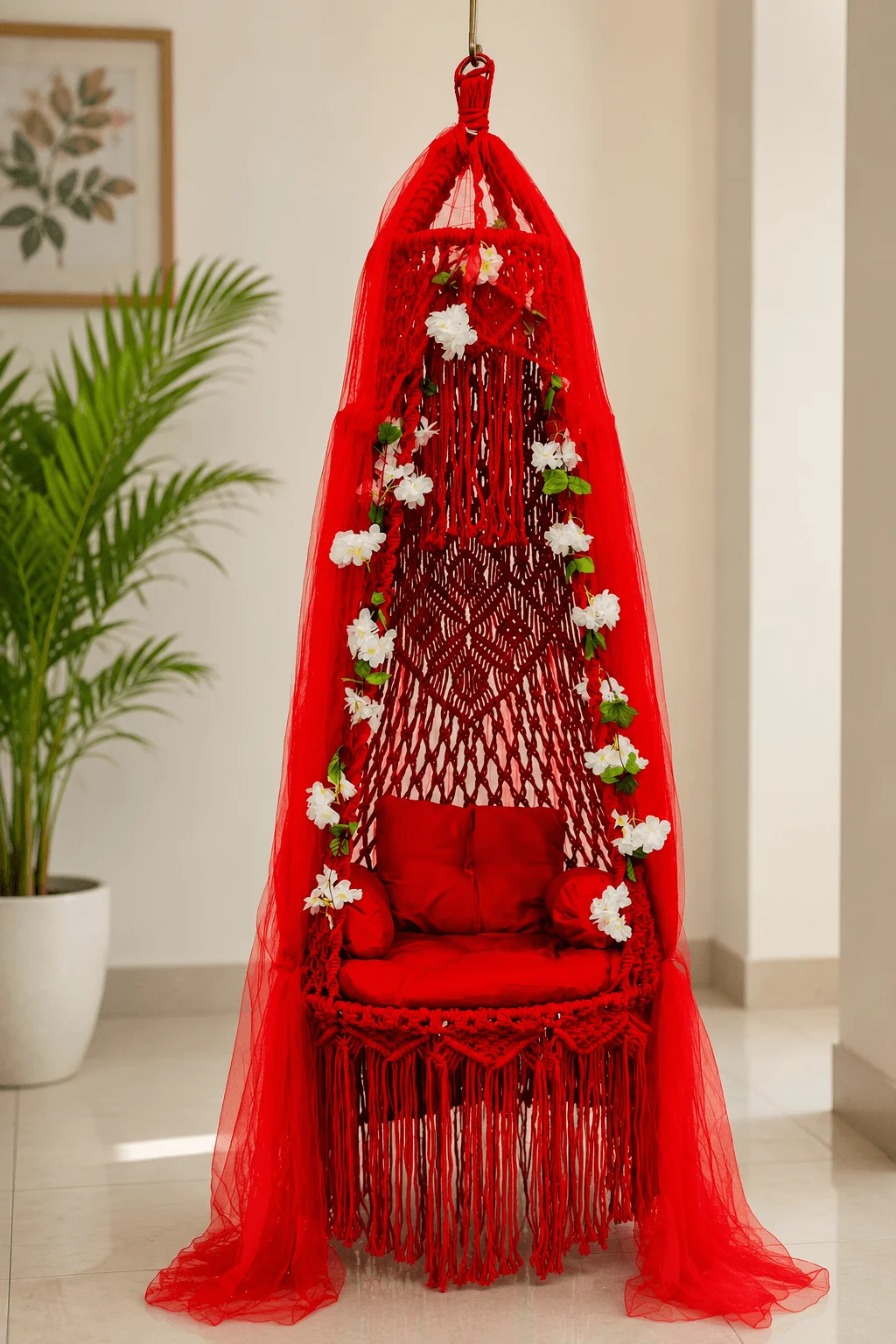 ২৬ ইঞ্চি লাল বউ দোলনা (সাদা ফুলসহ)
